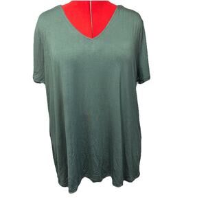 Market & Spruce Taylee Sz 2X Rayon Criss Cross Knit Top Dark Green NWT